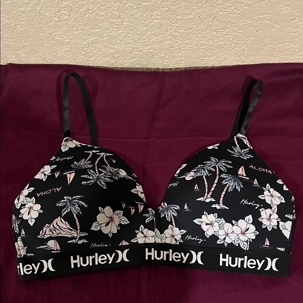 Hurley Black Tropical Print Bra